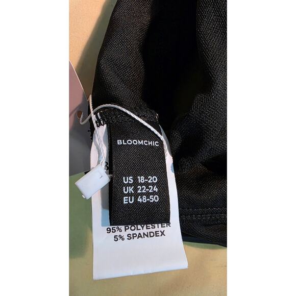 Bloomchic Black Crossover Sheer Ruffle Neck Swim Top Size 18-20 NWT - Picture 3 of 6